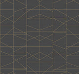 Modern Perspective Gold Geometric Wallpaper with Matte Gold Linework - York GM7547