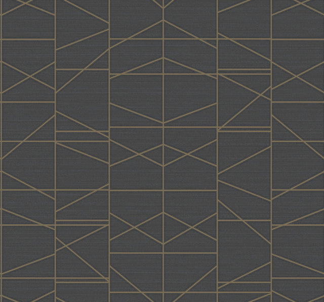 Modern Perspective Gold Geometric Wallpaper with Matte Gold Linework - York GM7547