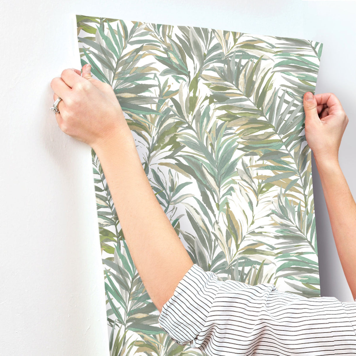 Swaying Palms Olive & Aegean by York Wallcoverings Non Woven Wallpaper- York Wallcoverings GN2542