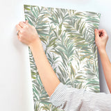 Swaying Palms Olive & Aegean by York Wallcoverings Non Woven Wallpaper- York Wallcoverings GN2542