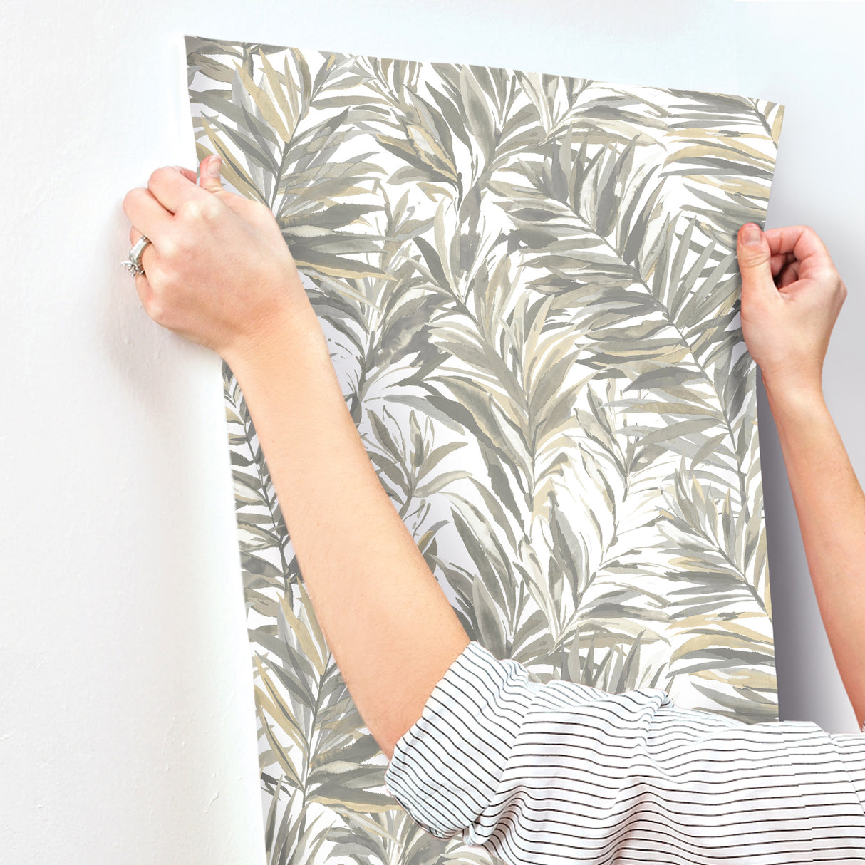 Swaying Palms Neutral by York Wallcoverings Botanical Wallpaper- York Wallcoverings GN2543