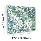 Swaying Palms Green & Blue by York Wallcoverings Tropical Wallpaper- York Wallcoverings GN2544