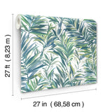 Swaying Palms Green & Blue by York Wallcoverings Tropical Wallpaper- York Wallcoverings GN2544