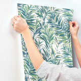 Swaying Palms Green & Blue by York Wallcoverings Tropical Wallpaper- York Wallcoverings GN2544