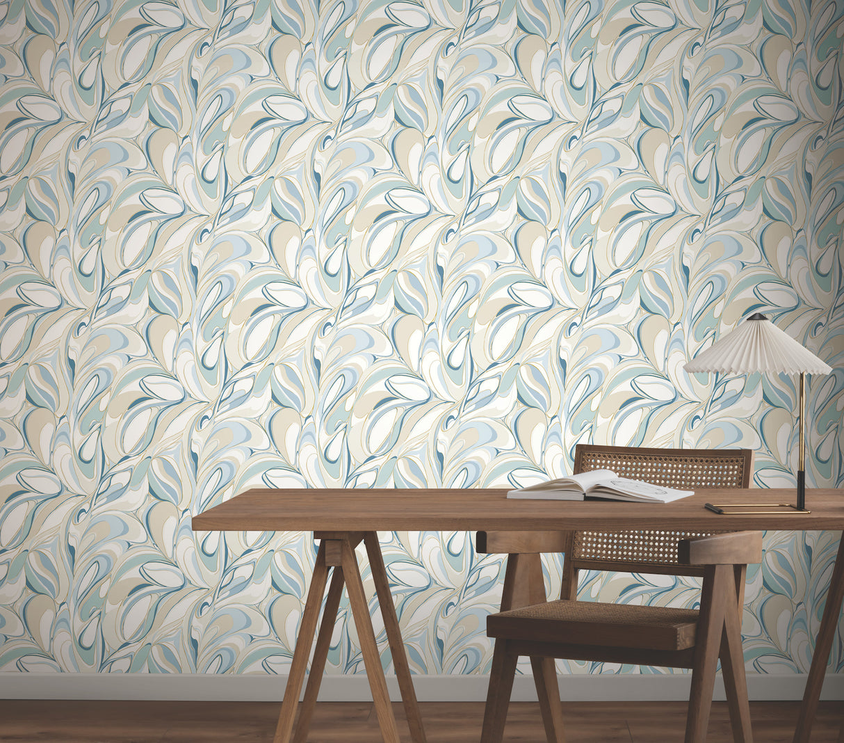 Achate Blue by York Wallcoverings Marbled Metallic Wallpaper – York Wallcoverings GN2562