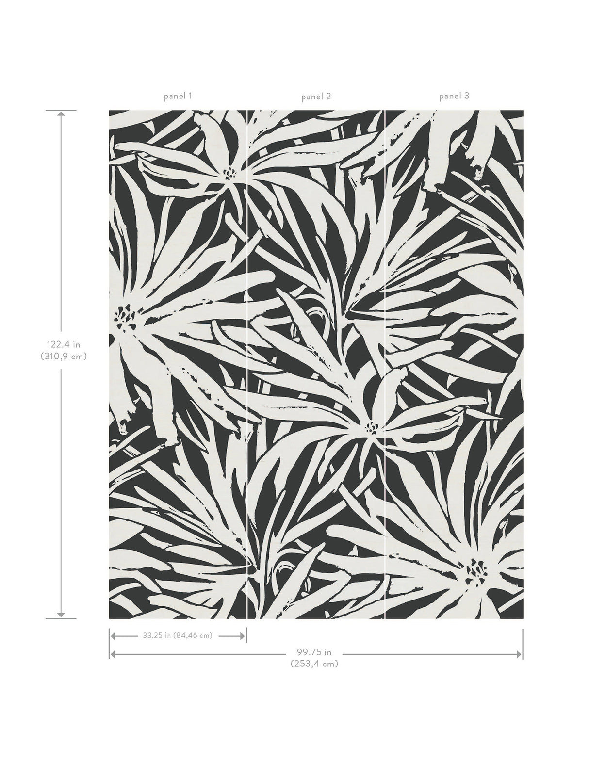 Floral Canopy Black by York Wallcoverings Sisal Grasscloth Wall Mural – York Wallcoverings GN2576M