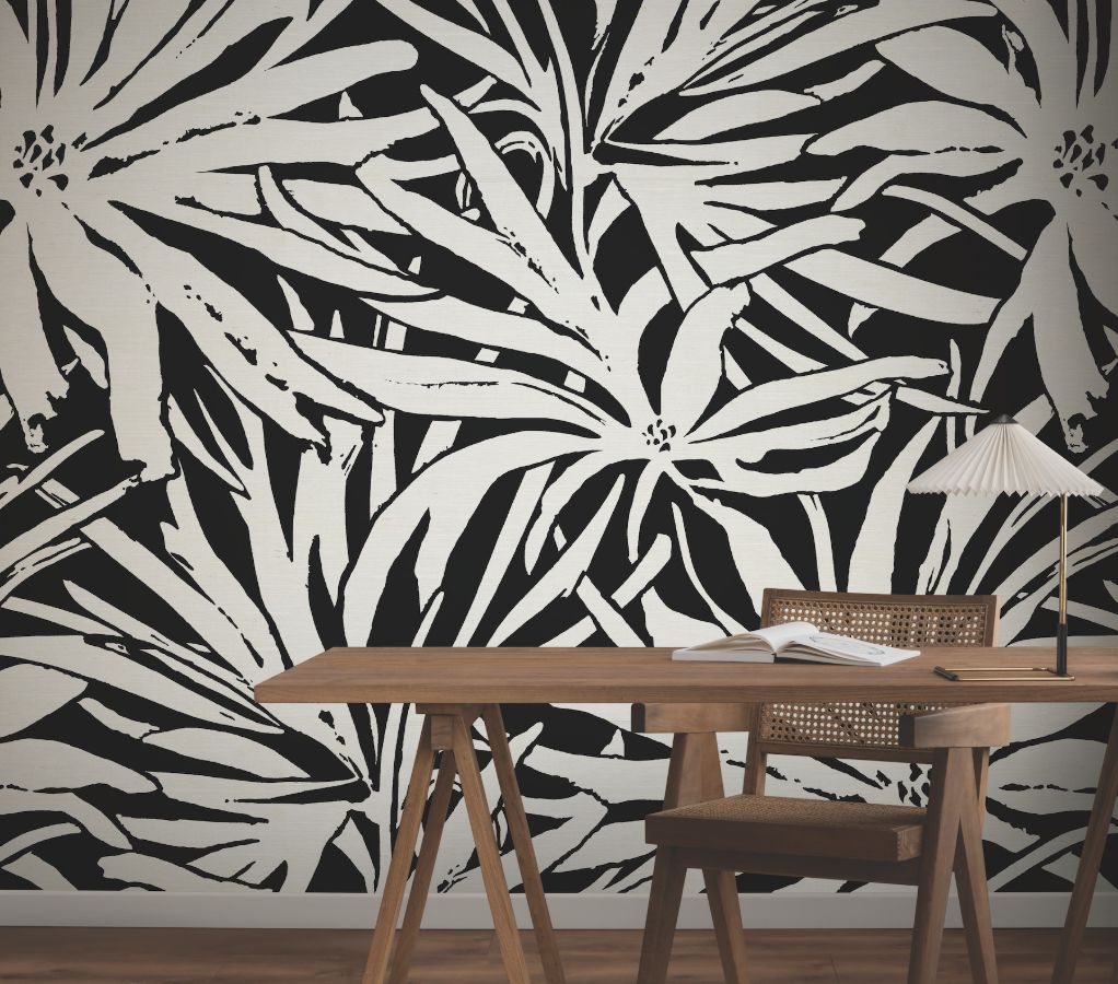 Floral Canopy Black by York Wallcoverings Sisal Grasscloth Wall Mural – York Wallcoverings GN2576M
