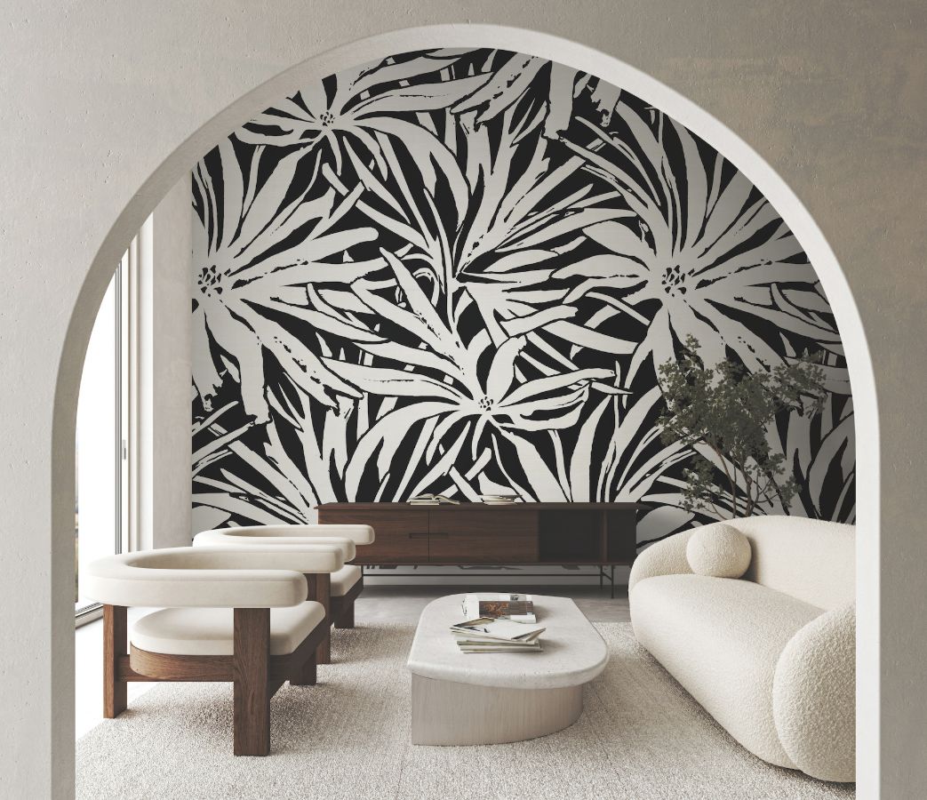 Floral Canopy Black by York Wallcoverings Sisal Grasscloth Wall Mural – York Wallcoverings GN2576M