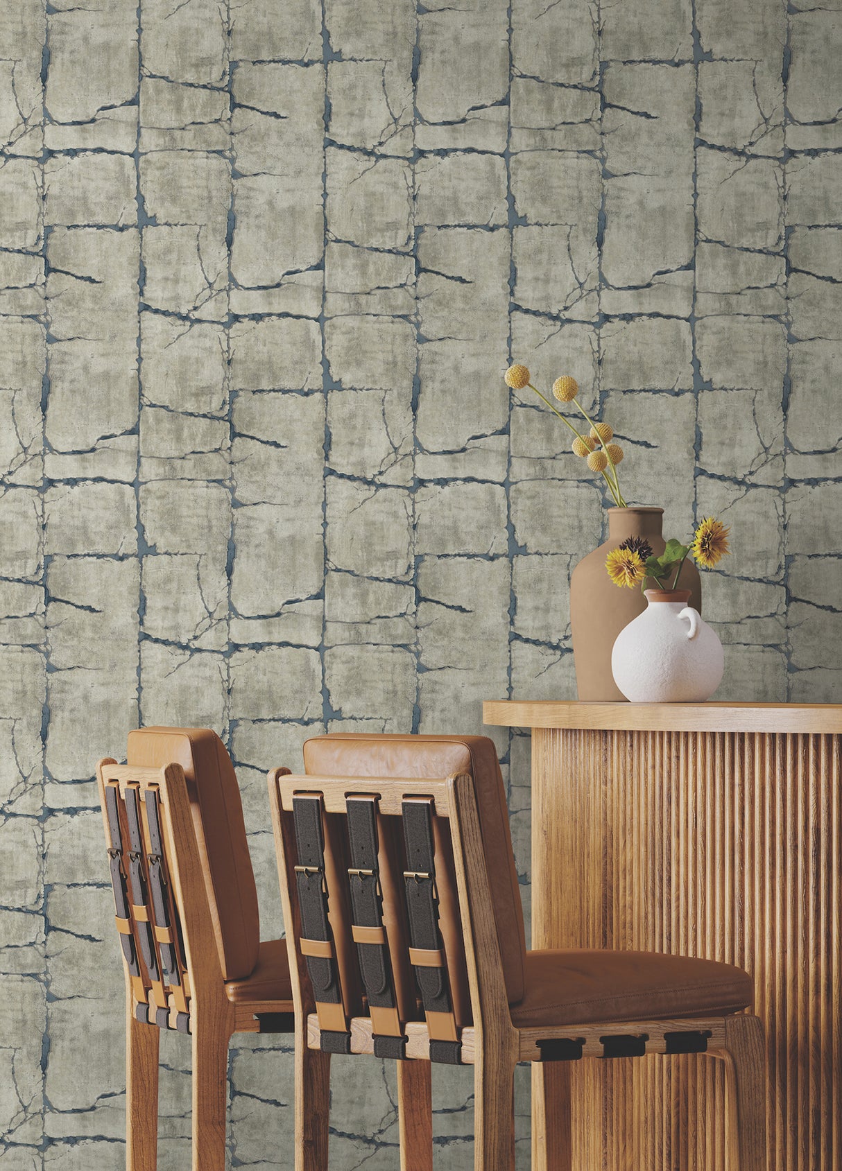 Mojave Navy by York Wallcoverings Modern Cracked Earth Wallpaper – York Wallcoverings GN2582