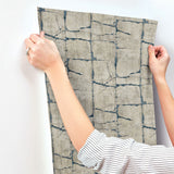 Mojave Navy by York Wallcoverings Modern Cracked Earth Wallpaper – York Wallcoverings GN2582