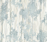 York Wallcoverings Aspen Grove Blue Wallpaper GN2602 swatch showing watercolor trees and linen texture