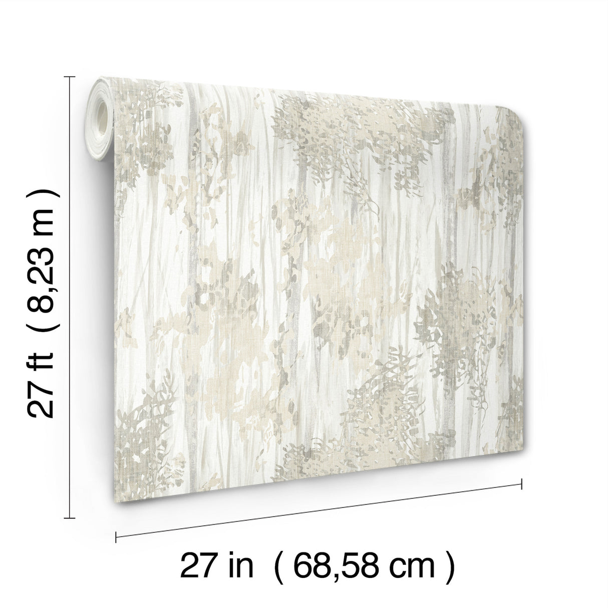 Aspen Grove Grey Woodnote Collection by York Wallcoverings Watercolor Botanical Forest Non Woven Wallpaper - GN2603