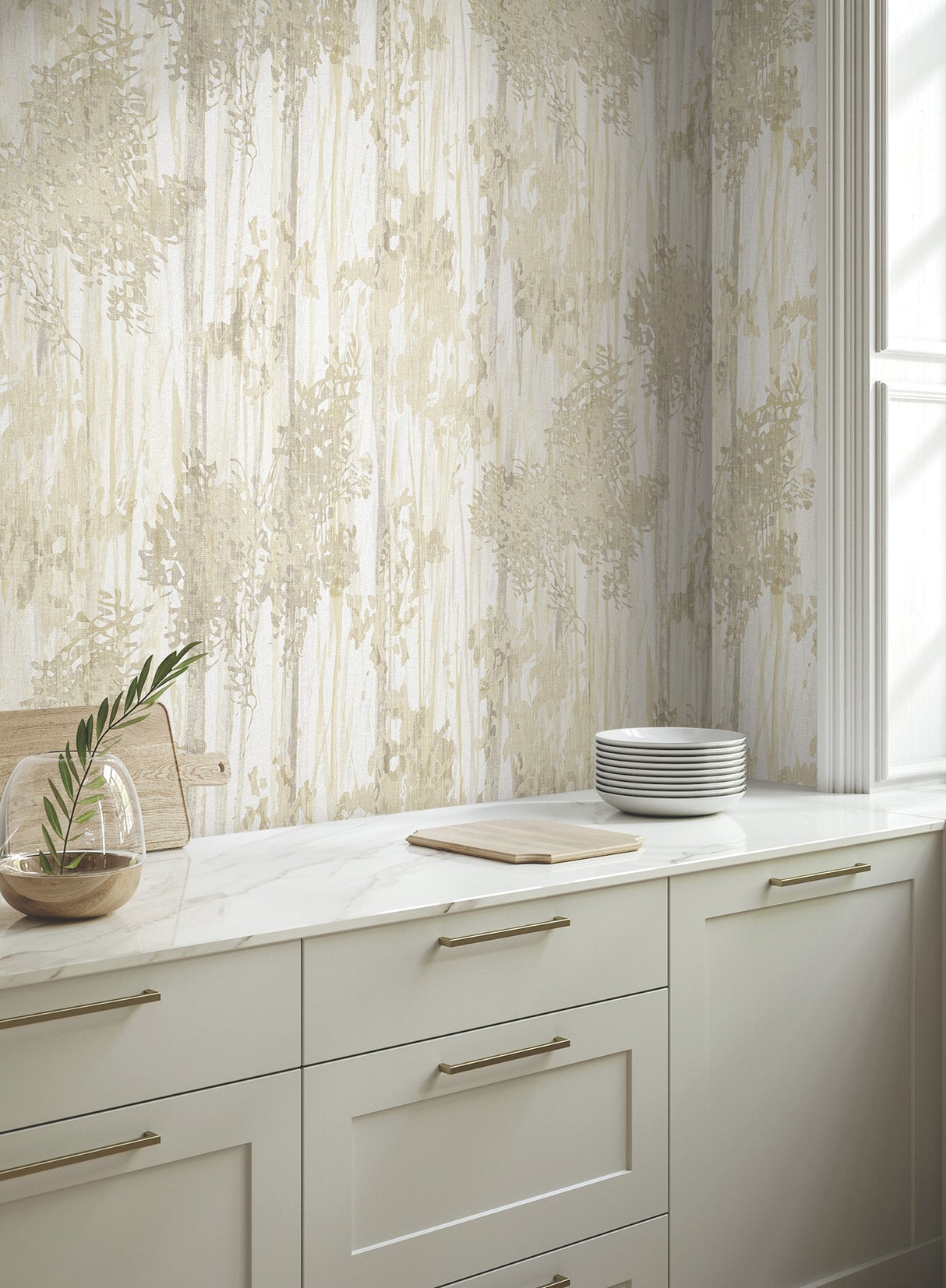 Aspen Grove Sand by York Wallcoverings Botanical Wallpaper – York Wallcoverings GN2604
