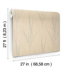 Graceful Willow Putty by York Wallcoverings Botanical Metallic Foil Wallpaper- York Wallcoverings GN2641, 27 in x 27 ft (60.8 sq ft)