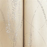 Graceful Willow Putty by York Wallcoverings Botanical Metallic Foil Wallpaper- York Wallcoverings GN2641, 27 in x 27 ft (60.8 sq ft)