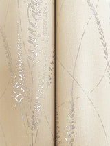 Graceful Willow Putty by York Wallcoverings Botanical Metallic Foil Wallpaper- York Wallcoverings GN2641, 27 in x 27 ft (60.8 sq ft)