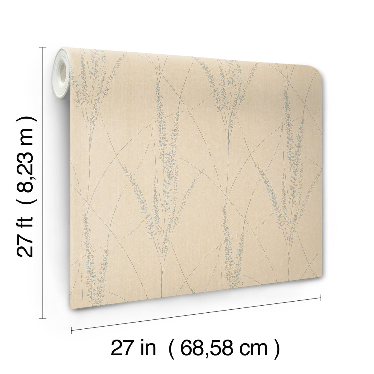 Graceful Willow Putty by York Wallcoverings Botanical Metallic Foil Wallpaper- York Wallcoverings GN2641, 27 in x 27 ft (60.8 sq ft)