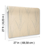 Graceful Willow Putty by York Wallcoverings Botanical Metallic Foil Wallpaper- York Wallcoverings GN2641, 27 in x 27 ft (60.8 sq ft)
