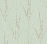 York GN2643 Graceful Willow Lagoon foil on non woven wallpaper roll and room scene
