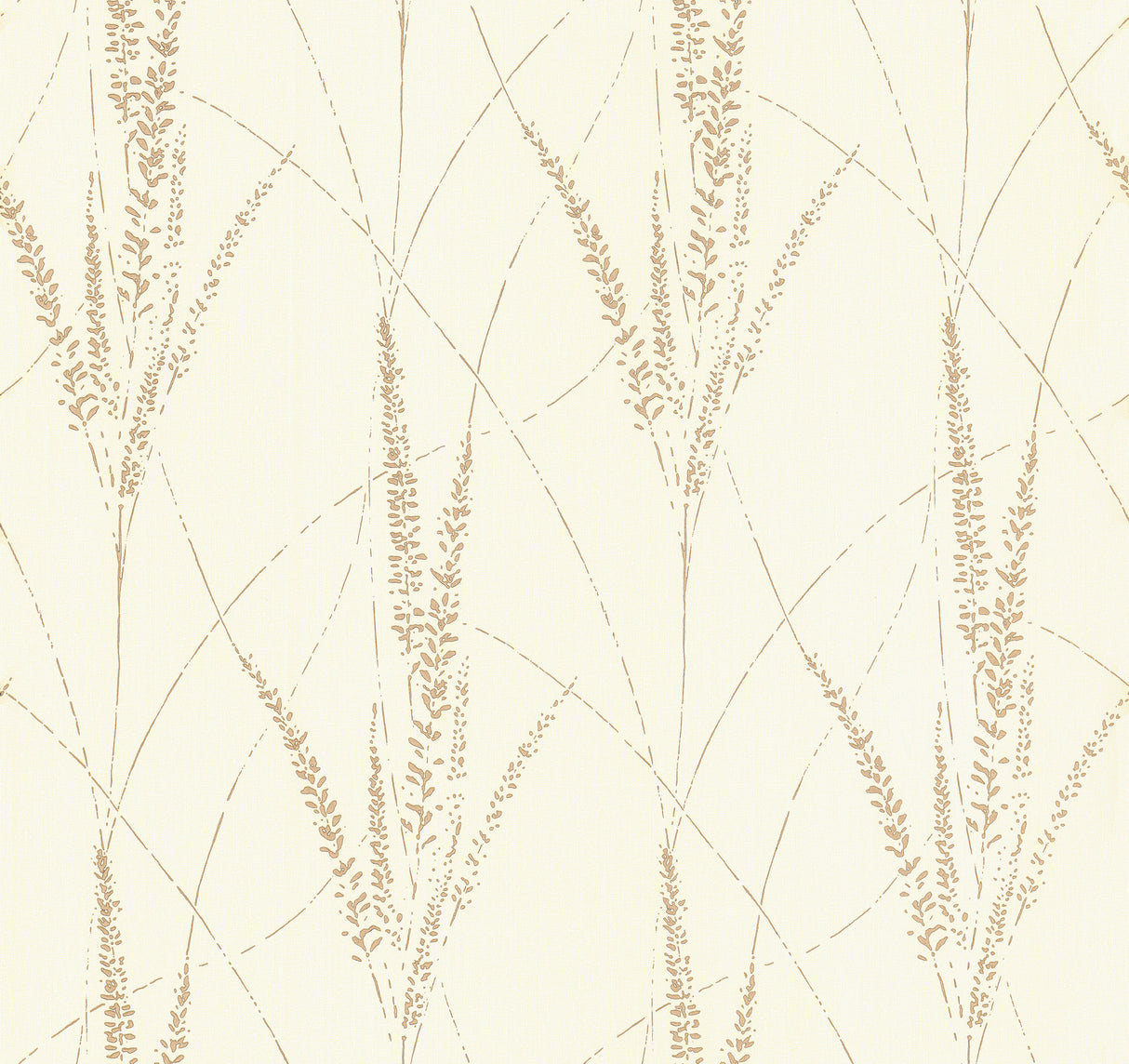 York Graceful Willow Cotton wallpaper with metallic grass motif on ivory