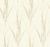 York Graceful Willow Cotton wallpaper with metallic grass motif on ivory