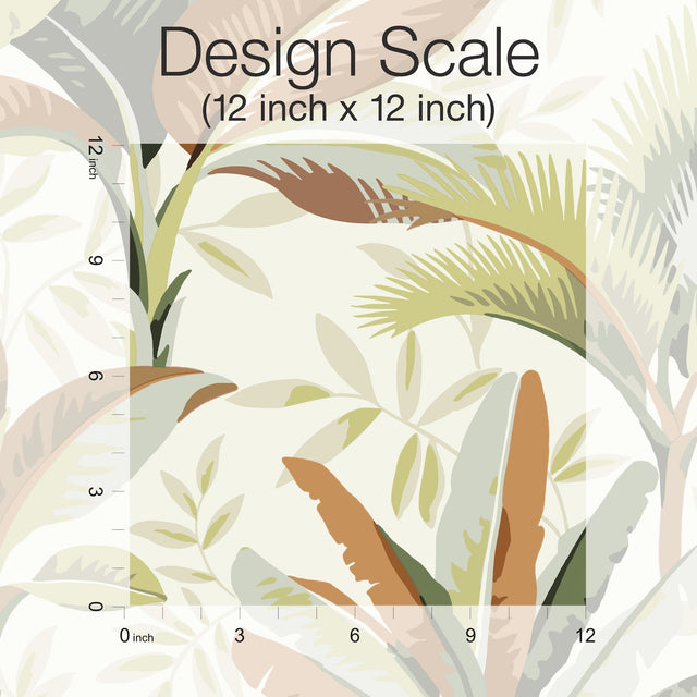 Summerhouse Sienna Wallpaper with Tropical Palm Leaves - York GO8201