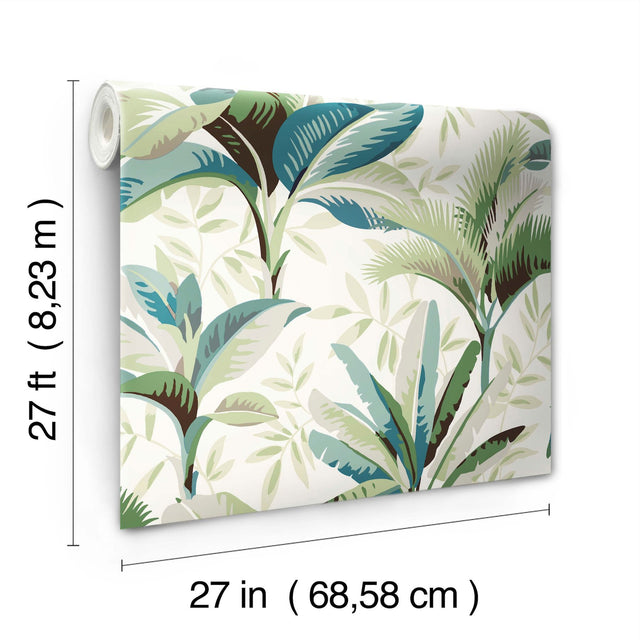 Summerhouse Peacock Multicolor Tropical Prepasted Wallpaper - York GO8202