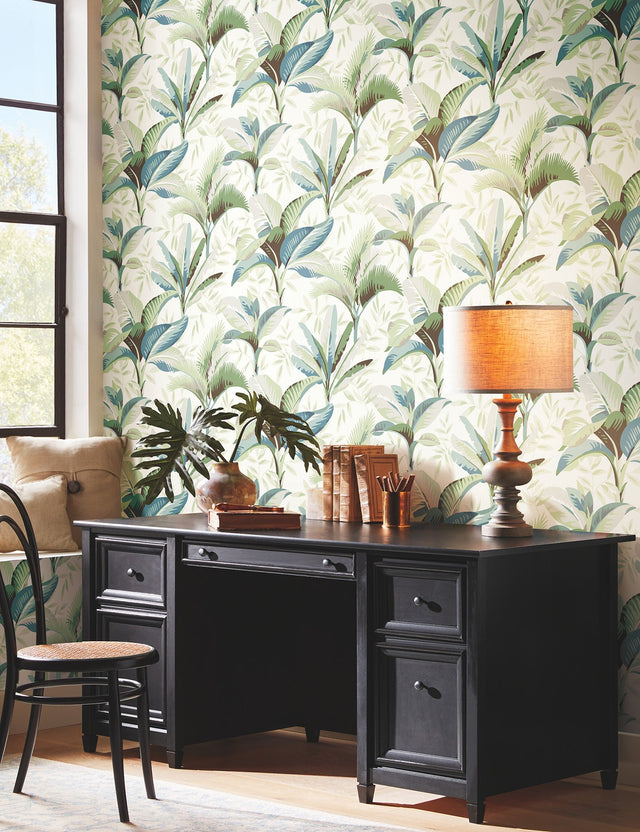 Summerhouse Peacock Multicolor Tropical Prepasted Wallpaper - York GO8202