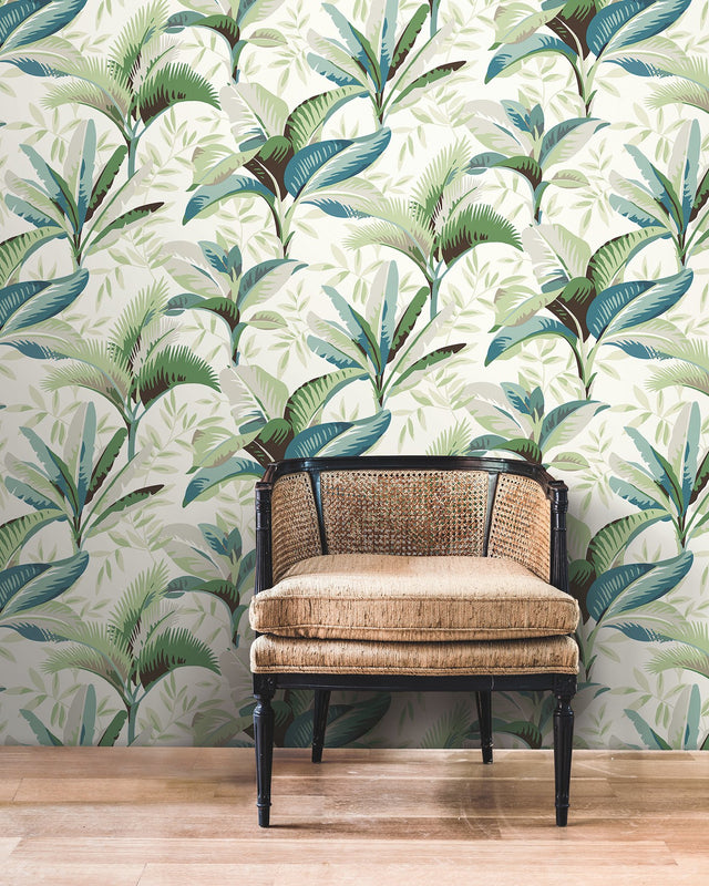 Summerhouse Peacock Multicolor Tropical Prepasted Wallpaper - York GO8202