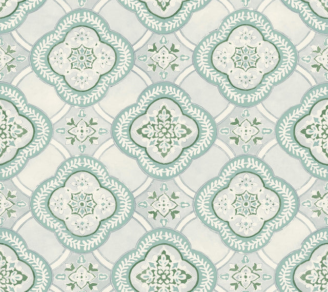 Garden Trellis Rain Geometric Prepasted Wallpaper - York GO8211