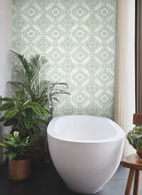 Garden Trellis Rain Geometric Prepasted Wallpaper - York GO8211