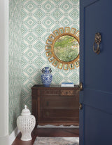 Garden Trellis Rain Geometric Prepasted Wallpaper - York GO8211