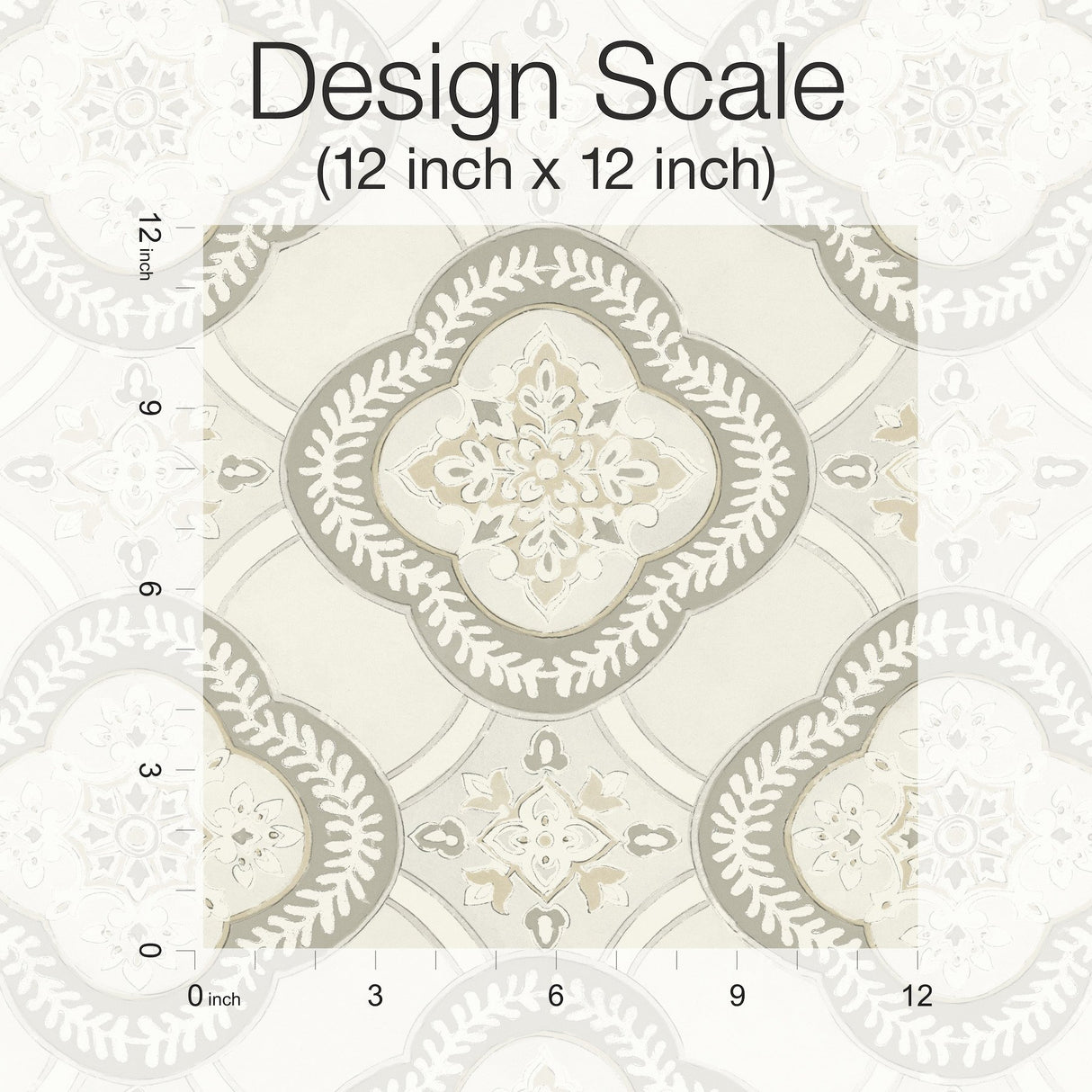 Garden Trellis Hazel Wallpaper with Geometric Botanical Tile Motif - York GO8212