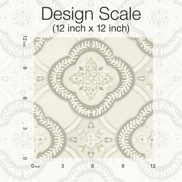 Garden Trellis Hazel Wallpaper with Geometric Botanical Tile Motif - York GO8212