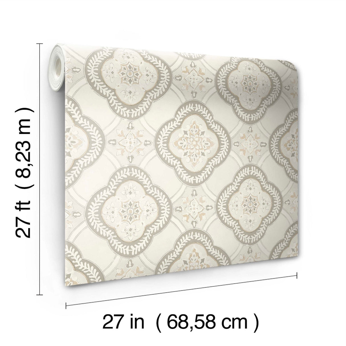 Garden Trellis Hazel Wallpaper with Geometric Botanical Tile Motif - York GO8212