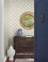 Garden Trellis Hazel Wallpaper with Geometric Botanical Tile Motif - York GO8212