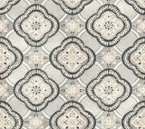 Garden Trellis Onyx Wallpaper with Geometric Quatrefoil Tile Motif - York GO8213