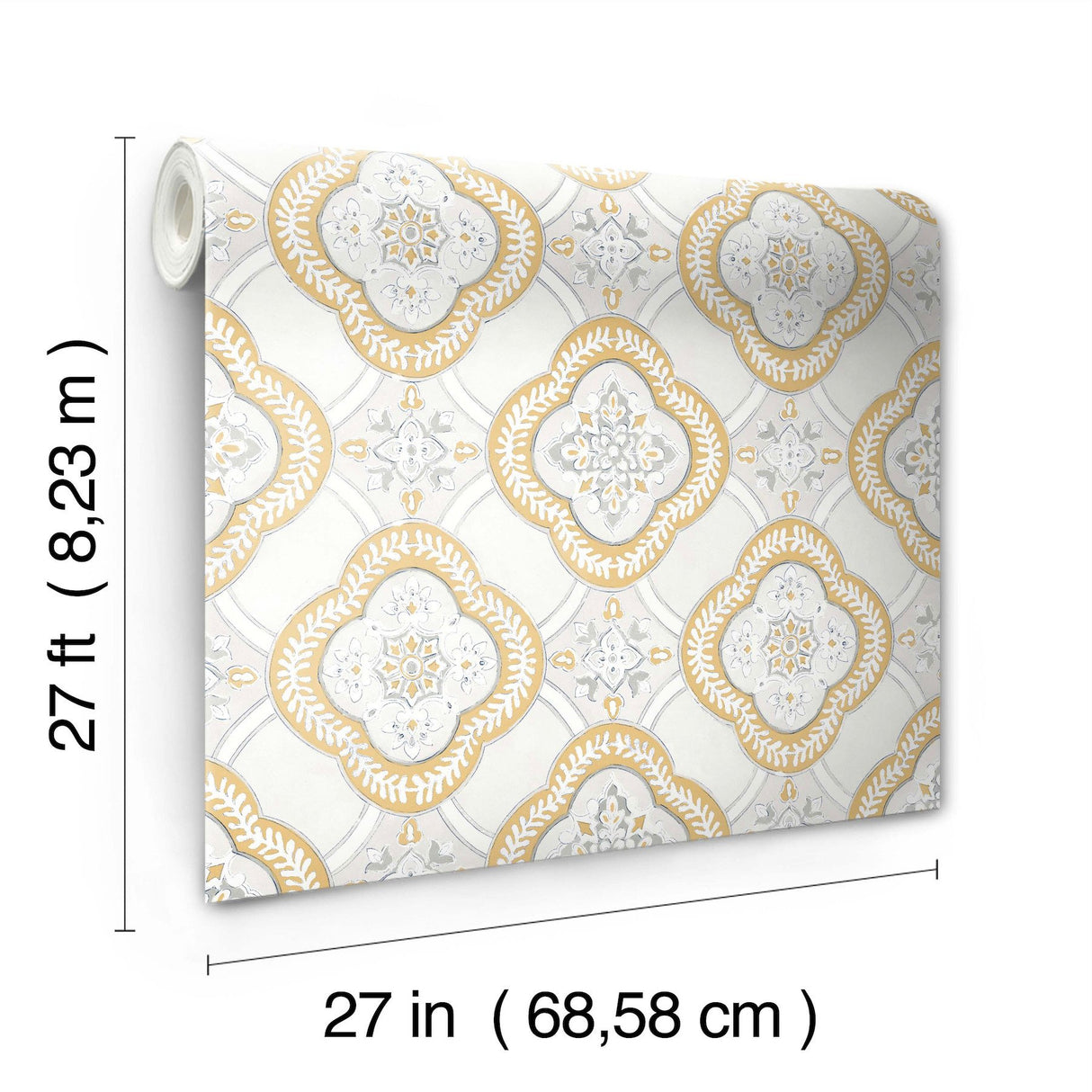 Garden Trellis Ochre Geometric Tile Wallpaper - York GO8215