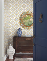 Garden Trellis Ochre Geometric Tile Wallpaper - York GO8215