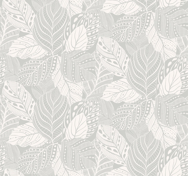Vinca Grey Botanical Matte Non Woven Wallpaper - York GO8223