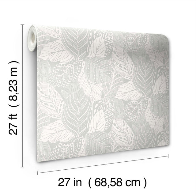 Vinca Grey Botanical Matte Non Woven Wallpaper - York GO8223