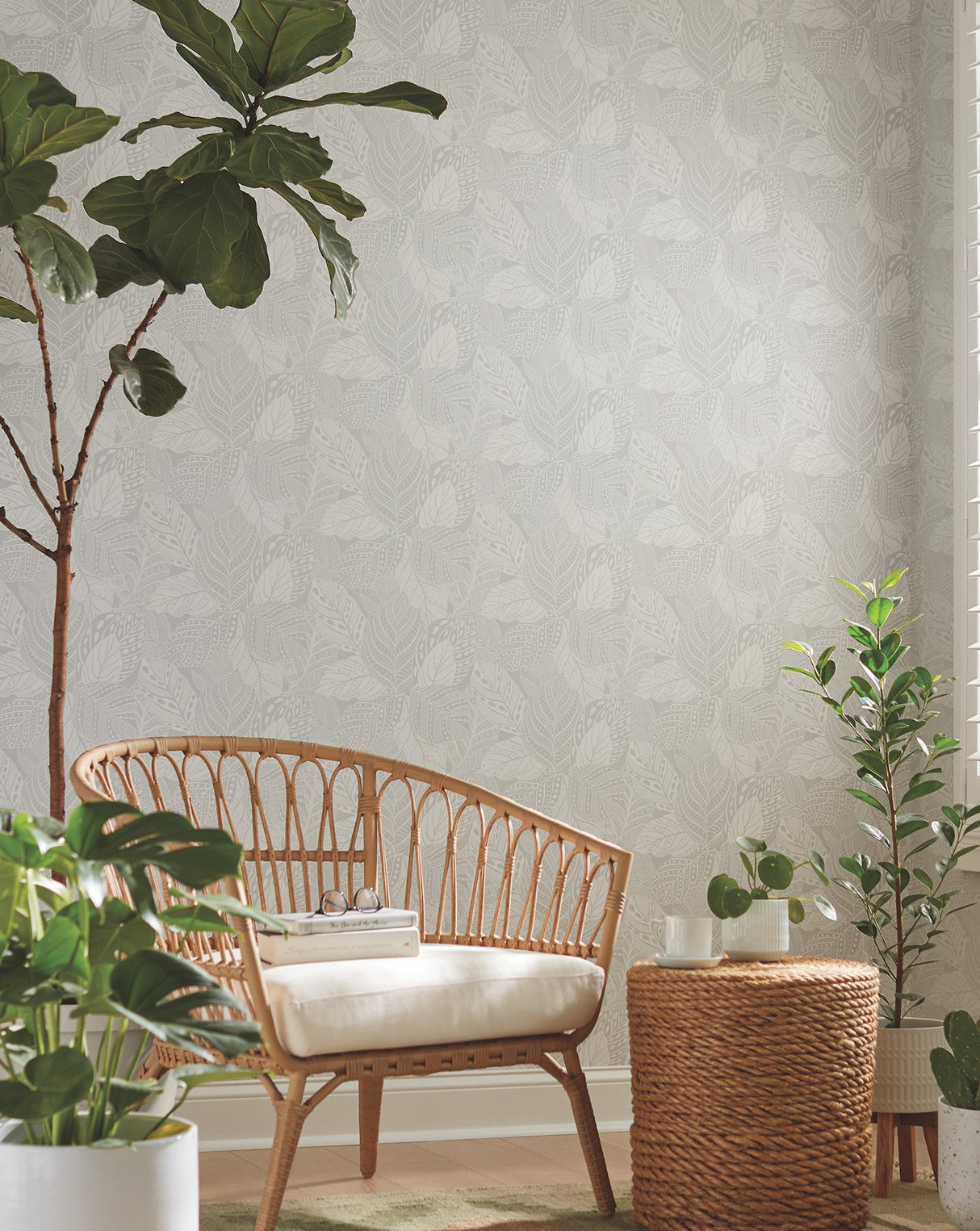 Vinca Grey Botanical Matte Non Woven Wallpaper - York GO8223