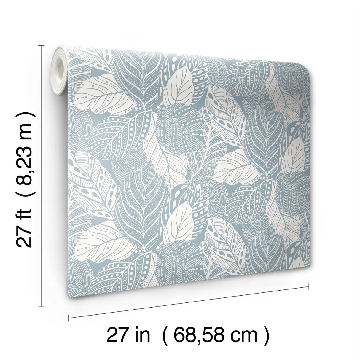 Vinca Blue Wallpaper with Botanical Leaf Silhouette Pattern - York GO8225