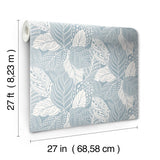 Vinca Blue Wallpaper with Botanical Leaf Silhouette Pattern - York GO8225