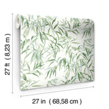 Willow Grove Forest Green Botanical Wallpaper with Sure Strip Prepasted Material - York GO8241