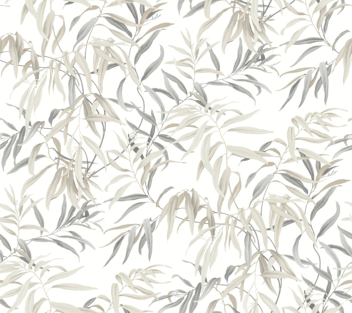 Willow Grove Sand Wallpaper with Botanical Willow Leaf Pattern - York GO8243
