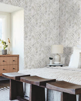 Willow Grove Sand Wallpaper with Botanical Willow Leaf Pattern - York GO8243