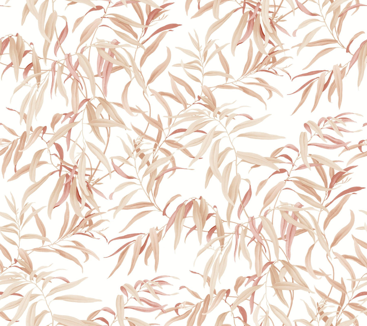 Willow Grove Clay Wallpaper with Botanical Willow Leaf Pattern Prepasted Sure Strip - York GO8244