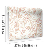 Willow Grove Clay Wallpaper with Botanical Willow Leaf Pattern Prepasted Sure Strip - York GO8244