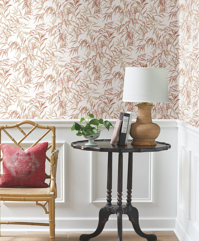 Willow Grove Clay Wallpaper with Botanical Willow Leaf Pattern Prepasted Sure Strip - York GO8244